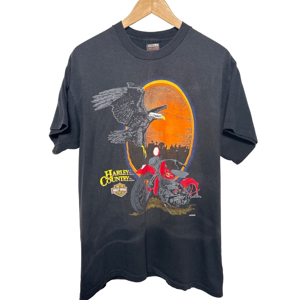 VTG Harley Davidson Motorcycles‎ 1995 Country T-Shirt Black Single Stitch Size L